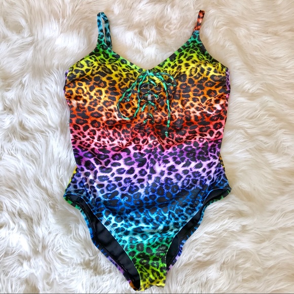 rainbow cheetah print swimsuit